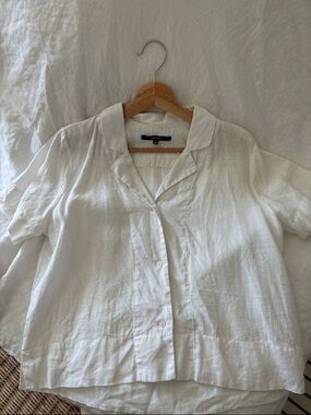 Quince White Linen Button-Up Shirt